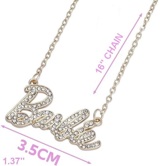 NEW Sparkling Bling Swarovski Crystal Rhinestone Barbie Logo Necklace +G… - Picture 4 of 15